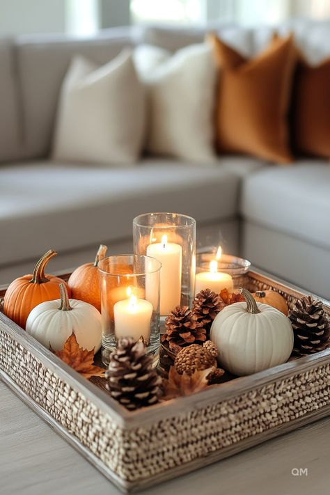 Fall Decor for Living Room: Warm Accents - Quiet Minimal Fall Decor For Living Room, Cute Fall Decor, Autumn House, Thanksgiving Aesthetic, Living Room Warm, Fall Stuff, Adornos Halloween, Unique Furniture Pieces, Fall Thanksgiving Decor