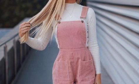 What To Wear For School, White Flowy Romper, Short Jumpsuit Outfit, Multiply By 2, Long Sleeve Shirt Outfits, Tube Top And Shorts, Spring Outfits For School, Outfit For School, Corduroy Top