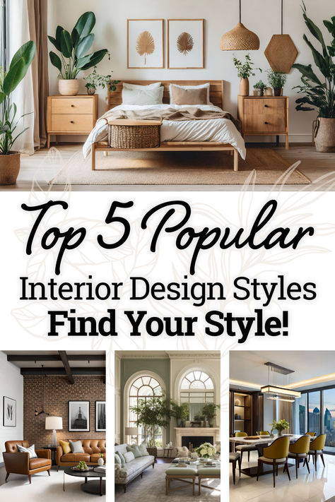 Discover the top 5 interior design styles that are currently trending. From minimalist to bohemian, find your perfect style for a stunning home. Home Astethic Types, Realistic Home Decor, Types Of Interior Design, Popular Interior Design Styles, Types Of Home Decor Styles, Home Interior Styles, Types Of Interior Design Styles, Joyful Living, Interior Design Basics