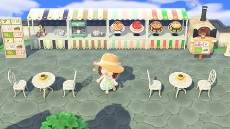 Animal Crossing Pizza, Animal Crossing Stall, Animal Crossing Food, Acnh Designs, Stall Designs, All Fruits, Food Court, Animal Crossing, Baby Mobile