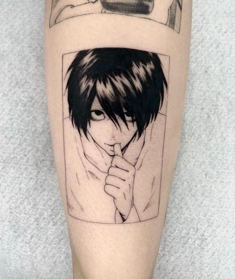 Levi Tattoo, Waist Tattoos, L Tattoo, Manga Tattoo, Note Tattoo, L Lawliet, Tattoo Design Book, Cartoon Tattoos, Aesthetic Tattoo