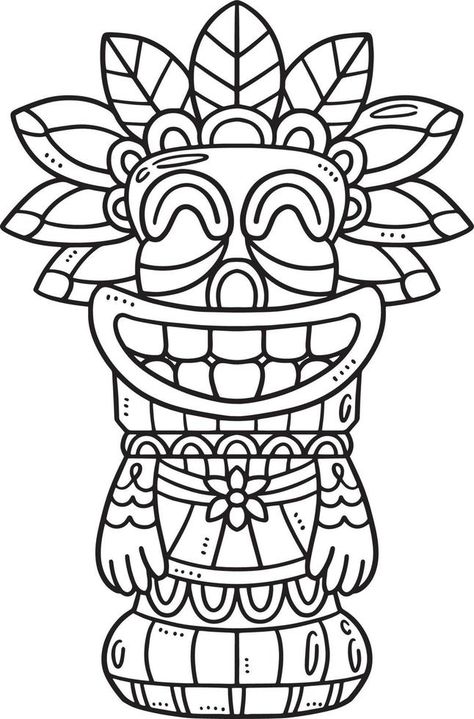 Tiki Coloring Pages, Tiki Totem Poles, Tiki Ideas, Construction Paper Crafts, Tiki Totem, Easy Animals, Totem Pole, Animal Coloring, Coloring Pages Printable