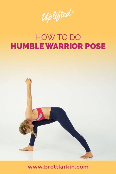 The Humble Warrior Pose, also known as Baddha Virabhadrasana or Devotional Warrior Pose, is a yoga posture that combines elements of both the Warrior II Pose (Virabhadrasana II) and the Bound Angle Pose (Baddha Konasana). It's a deep and intense stretch that primarily targets the hips, shoulders, chest, and legs while promoting balance and flexibility. #yogapose #asana #yoga Humble Warrior, Baddha Konasana, Popular Yoga Poses, Become A Yoga Instructor, Asana Yoga, Warrior Pose, Chair Pose, Downward Facing Dog, Back Injury