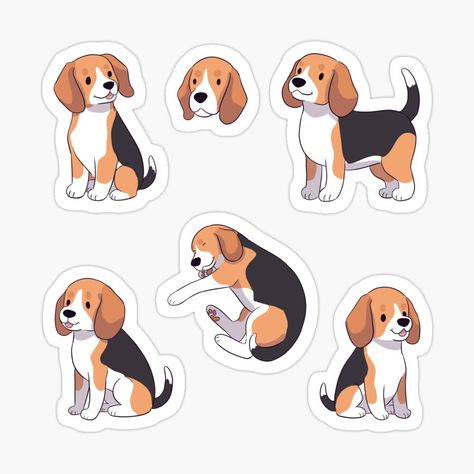 Get my art printed on awesome products. Support me at Redbubble #RBandME: https://www.redbubble.com/i/sticker/Cute-beagle-dog-pack-by-Yaragold/150407910.EJUG5?asc=u Beagle Cartoon, Cartoon Beagle, Beagle Illustration, Beagle Art, Dog Pack, Cute Beagles, Dachshund Art, Beagle Mix, Different Dogs