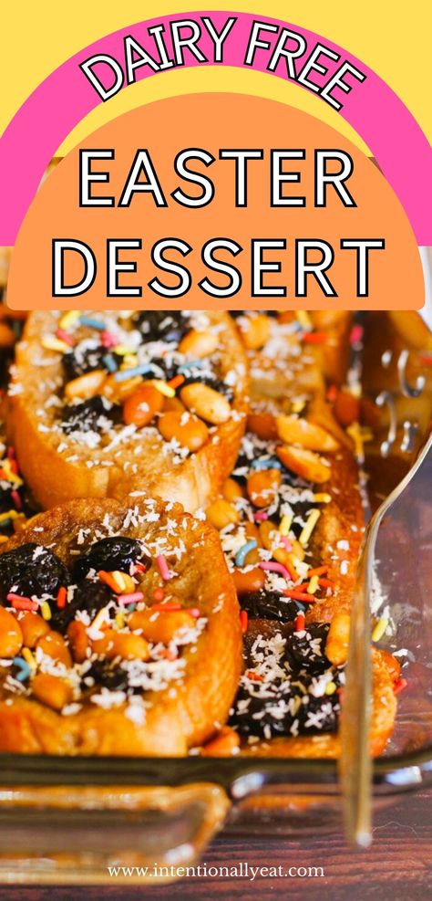 vegan easter dessert - capirotada in a glass dish Capirotada Recipe, Desserts For Easter, Mexican Bread Pudding, Authentic Mexican Desserts, Mexican Desserts, Mexican Bread, Easy Easter Desserts, Mexican Dessert, Authentic Mexican