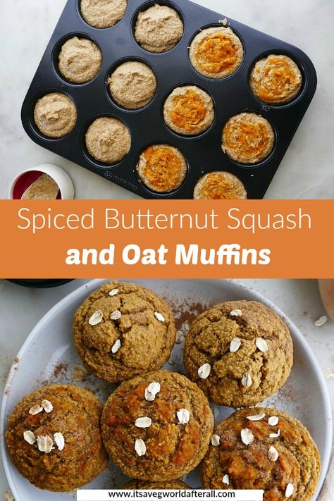 Breakfast Squash, Loaded Muffins, Yogurt Oats, Butternut Squash Muffins, Squash Muffins, Healthy Butternut Squash, Winter Snack, Butternut Squash Puree, Donut Muffins