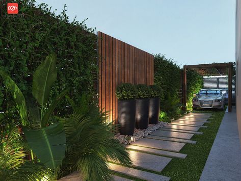 Private villa's garden's at rehab on Behance Bungalow Landscaping, Beautiful Houses Exterior, Outdoor Landscape Design, Roof Garden Design, Terrace Garden Design, Rooftop Terrace Design, Modern Backyard Landscaping, Desain Lanskap, Garden Villa