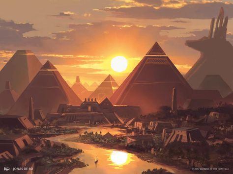 Pyramid Art, Starověký Egypt, Egypt Concept Art, Egiptul Antic, Mtg Art, Ancient Egypt Art, Egypt Art, Ancient Egyptian Art, Fantasy City