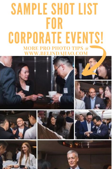 Find here a sample shot list for corporate events for your next event photoshoot gig! This guide includes people, venue, and detail shots. Indoor Event Photography, Corporate Event Photography Ideas, Business Event Photography, Banquet Photography, Event Photography Tips, Event Photography Ideas, Starting Photography Business, Starting Photography, Conference Photography