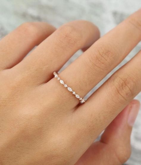 Moissanite Wedding Band, Rose Gold Wedding Band, Vintage Marquise Diamond Stacking Matching Unique Full Eternity Bridal Promise Gift Gold Wedding Band Women, Gold Wedding Bands Women, Vintage Diamond Wedding Bands, Wedding Band Vintage, Rose Gold Wedding Band, Beautiful Wedding Bands, Wedding Band Women, Ring Rosegold, Wedding Bands For Her