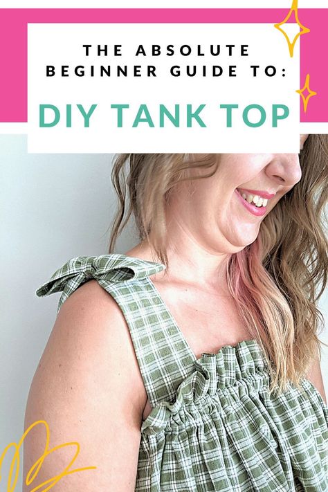 If you want sewing projects for beginners, then you're in the right place. This super easy DIY project is not only perfect for summer, it's also ridiculously easy to make. It's all straight line sewing, no pattern needed, and can easily be sewn in a weekend. Ready to start rocking your own tie strap tank top? Repin this now so you don't forget then clickthrough to see how easy this project really is! Tank Top Pattern Free, Strap Top Pattern, Crop Top Diy Tutorial, How To Sew Clothes, To Sew Clothes, Sewing Closet, Diy Tank Top, Top With Tie Straps, Tie Strap Tank Top