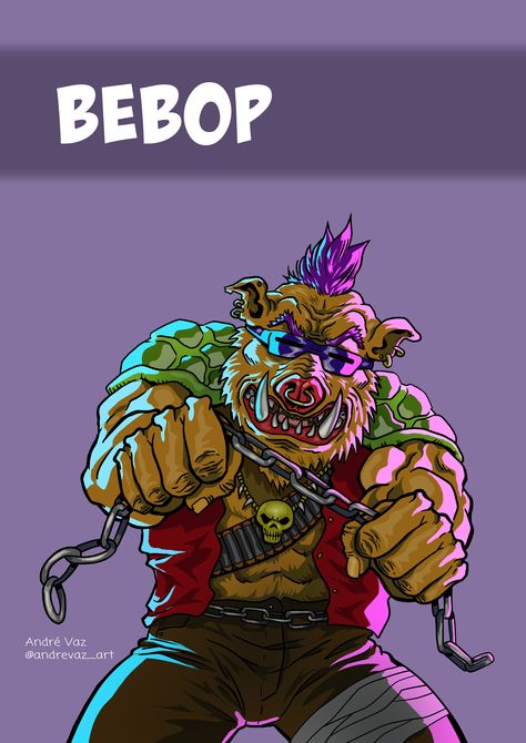 Bebop from Teenage Mutant Ninja Turtles, on ArtStation at https://www.artstation.com/artwork/5B8KJw Ninja Turtles Villains, Bebop Tmnt, Teenage Mutant Ninja Turtles Villains, Tmnt Villains, Bebop And Rocksteady, Teenage Turtles, Tmnt Characters, Teenage Mutant Ninja Turtles Artwork, Ninja Turtles Artwork