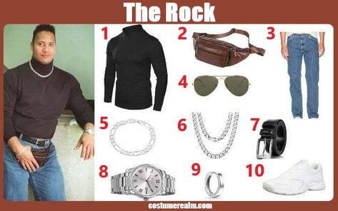 The Rock Turtleneck Costume The Rock Turtleneck, The Rock Costume, Rock Halloween Costumes, Wwe Costumes, Wwf The Rock, Rock Costume, Rock Meme, Twin Day, Costume Guide