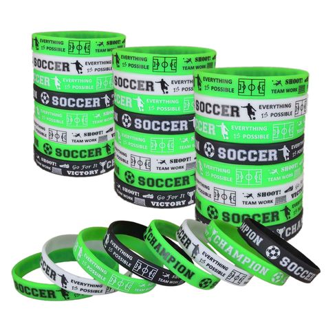 Rubber Wristbands, Soccer Snacks, Soccer Party Favors, Soccer Team Gifts, Short Sentences, Team Ideas, Wrestling Team, Soccer Theme, Soccer Coach