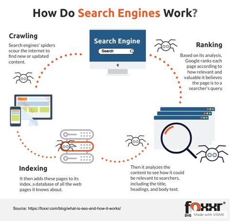 Ever wondered how search engines work? How do they index websites and return the best results for your searches? Learn all about it in this handy infographic. #searchengine #searchenginemarketing #searchengineoptimization Shopify Seo, Computer Learning, Search Engine Marketing Sem, What Is Seo, Marketing Technology, Search Engine Marketing, Search Engines, Link Building, Seo Marketing