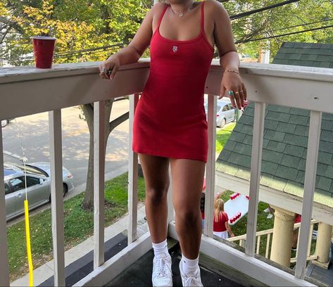 College Outfit, College Outfits, Badger, Game Day, Slip Dress, Dress Outfits