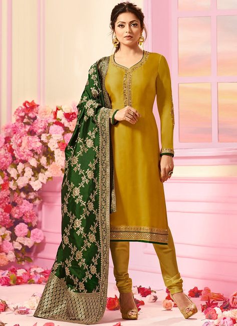 Yellow Salwar Suit, Yellow Salwar, Drashti Dhami, Salwar Suit Designs, Western Dresses For Women, Designer Salwar Kameez, Tight Dress Outfit, Churidar Designs, Churidar Suits