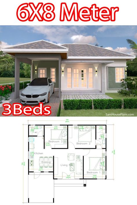 10x10 Floor Plan, 3d House Design, Small House Blueprints, House Design Plans, Interior House Design, Bungalow Style House Plans, Little House Plans, Affordable House Plans, Modern Small House Design