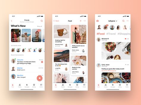 News Feed iOS Mobile App UI Design Ios App Ui, Social App Design, Mobile App Ui Design, Ui Design Mobile, Craft App, Ui Ux 디자인, Android App Design, Ios App Design, Mobile Application Design