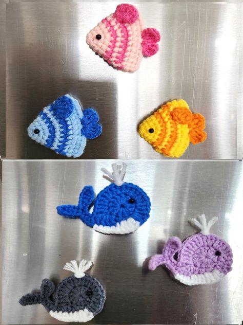 Crochet Fridge, Crochet Sea Animals, Refrigerator Decoration, Kitchen Decorations, Sea Fish, Summer Crochet, Tropical Fish, Sea Animals, Soft Yarn