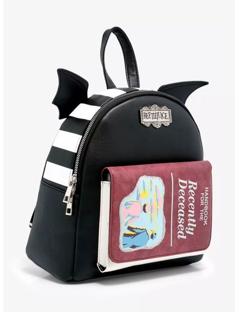 Beetlejuice Recently Deceased Handbook Bat Wing Mini Backpack Handbook For The Recently Deceased, Pastel Backpack, High School Backpack, Spooky Stuff, Beetle Juice, Goth Accessories, Disney Valentines, Loungefly Bag, Bat Wing