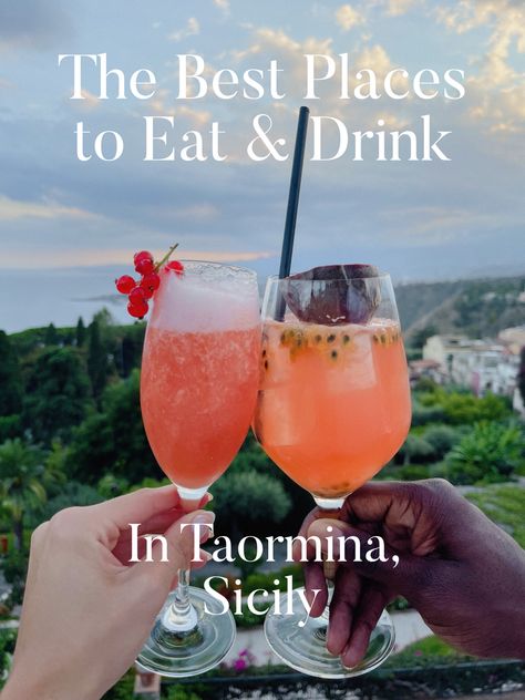 The best places to eat and drink in Taormina Sicily. Taormina Sicily Restaurant, Best Restaurants Taormina, Taormina Sicily Outfit, Taormina Restaurant, Italy Honeymoon Itinerary, Taormina Italy, Sicily Food, Catania Sicily, Taormina Sicily