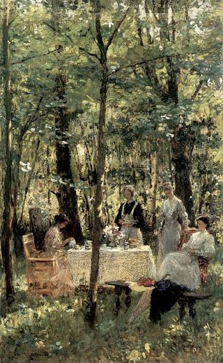 Beauty In Art, Sister Jane, Art Ancien, Tea Party Garden, Garden Painting, Classic Paintings, Paintings I Love, Art Themes, Painting Illustration