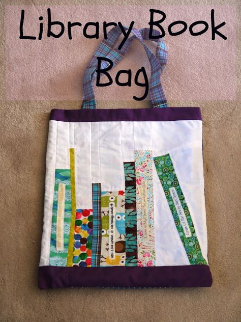 Tod Bag, Library Book Bag, Library Tote Bag, Library Tote, Library Bag, Book Tote Bag, Tote Bags Sewing, Sewing Purses, Patchwork Bags