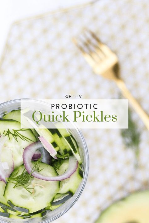 Probiotic Quick Pickled Cucumber - Tayler Silfverduk Apple Cider Vinegar Pickles, Probiotic Food Recipes, Acv Recipes, Probiotic Pickles, Homemade Probiotics, Healing Gut, Gut Food, Nature Recipes, Probiotic Food