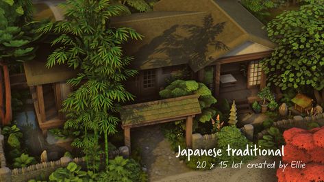 soul blooming on Tumblr Sims 4 Japanese House, Japanese Traditional House, Mt Komorebi, Traditional Japanese House, Sims 4 House Plans, Sims House Design, Craftsman Bungalows, Sims 4 Build, Sims 4 Houses