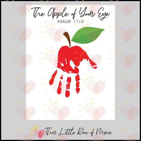 Apple of Your Eye Psalm 17:8 Fall Handprint Art Printable Handprint Craft Keepsake Religious Christian DIY Kid Craft - Etsy Back To School Footprint Art For Infants, Apple Handprint Crafts, Back To School Art For Toddlers, Apple Handprint, Back To School Handprint Art, Red Handprint, Psalm 17 8, Fall Handprint Art, Christian Diy