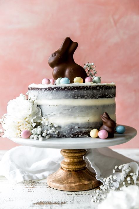 Chocolate Bunny Cake, Easter Brunch Dessert, Bunny Desserts, Marshmallow Recipes, Chocolate Easter Cake, Pies Recipes, Baking Journal, Brunch Desserts, Easter Bunny Cake