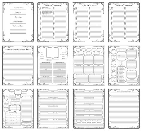 Perfect for new and long-time players alike this custom designed Dungeons & Dragons / Table-Top Role Play Game Character Journal is great for keeping track of any & all character and campaign notes. This journal has pages for character information, inventory, combat tracking, skills, abilities, spells and lots of additional features for tracking and information. If you’re looking for a way to keep your character information organized in a fun and creative way then this journal is made for you! Dnd Character Notebook Ideas, Dnd Character Journal Pages, Dnd Note Taking, Dnd Session Notes, Dnd Kit, Dnd Journal Ideas, Dnd Notebook Ideas, Rpg Journal, Dungeons And Dragons Journal