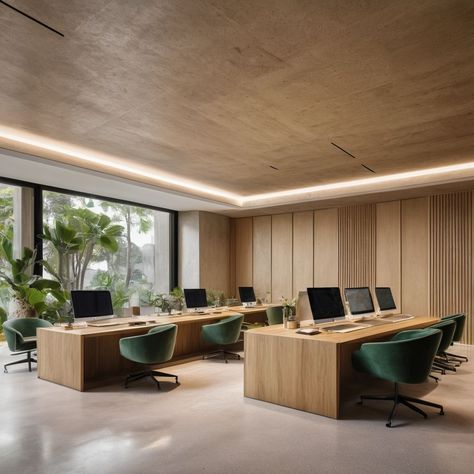 Small Office Workstations Design, Serene Office Space, Office Workstations Design, Sustainability Career, Small Conference Room Design, Serene Office, Conference Room Design, Workstations Design, Architect Student