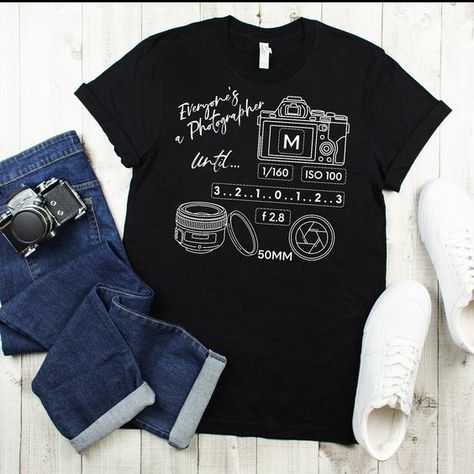 Everyone is a Photographer Until Funny Photography Gift T-shirt, Vintage Camera T Shirts, Funny Photography Gifts, Birthday Present, F Stop, - Etsy T shirt #tshirt t-shirt #t_shirt t shirts #tshirts t-shirts #t_shirts T shirt design #tshirtdesign T-shirt designs #t_shirtdesign T shirts designs #tshirtsdesigns 18.352 Photographer Tshirt Ideas, Photographer T Shirt Design, Photography Shirts Design Ideas, Photography Shirts Design, Photographer Tshirt, Staff Ideas, F Stop, Yearbook Staff, Merchandise Ideas