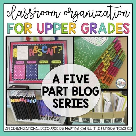 Classroom Organization in the Upper Grades {Part 1 of 5} - The Hungry Teacher Classroom Organization Middle School, Minimalist Classroom, Middle School Classroom Organization, Esol Classroom, Classroom Organizer, Teacher Organisation, Classroom Prep, Middle School Ela Classroom, Classroom Organization Elementary