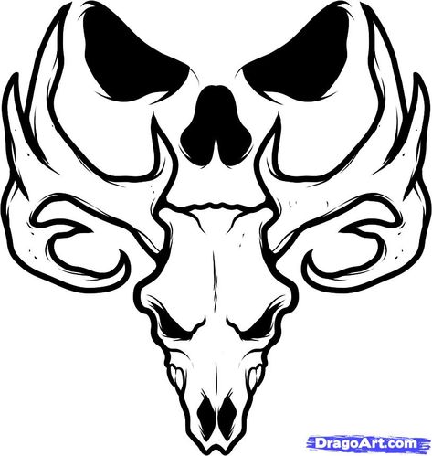 simple skull tattoos - Google Search Deer Skull Drawing, Animal Skull Tattoo, Deer Skull Tattoo, Deer Skull Tattoos, Skull Ideas, Skulls Tattoo, Simple Skull, Skull Stencil, Beginner Tattoos