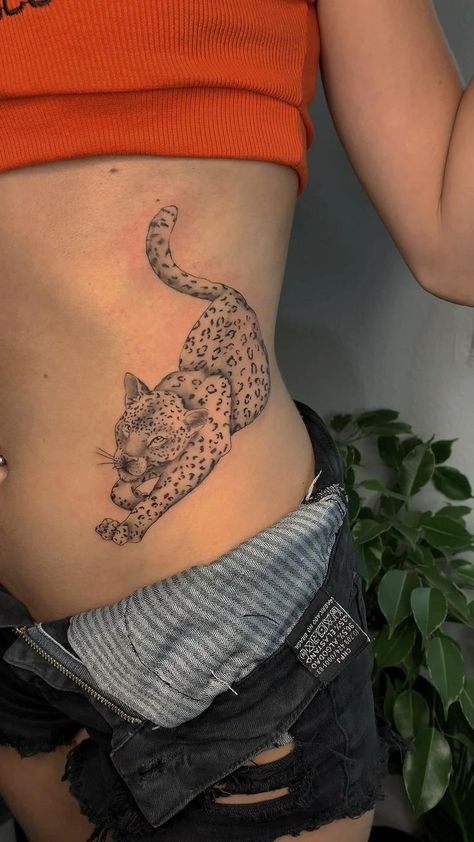 Side Stomach Tattoos, Cheetah Tattoo, Jaguar Tattoo, Stomach Tattoos Women, Leopard Tattoos, Waist Tattoos, Belly Tattoos, Mommy Tattoos, Hip Tattoos Women