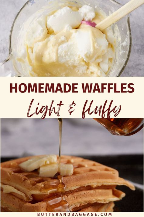 Waffles With Whipped Egg Whites, Egg White Waffles Recipe, Light Fluffy Waffle Recipe, Egg White Waffles, Waffle Recipe With Egg Whites, Waffle Recipe Without Milk, Yogurt Waffle Recipe, Fluffy Waffle Recipe, Yeast Waffle Recipe