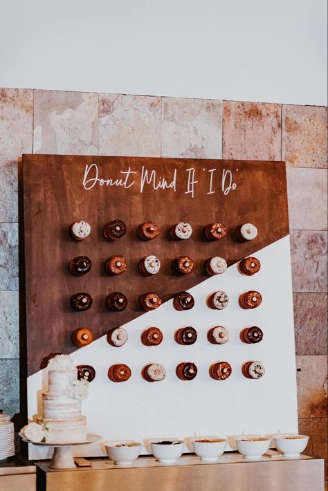 Donut board toppings creative Donut Mind If I Do, Donuts, Wedding Signs, Got Married, Getting Married, Dream Wedding, Wedding Decorations, Mindfulness