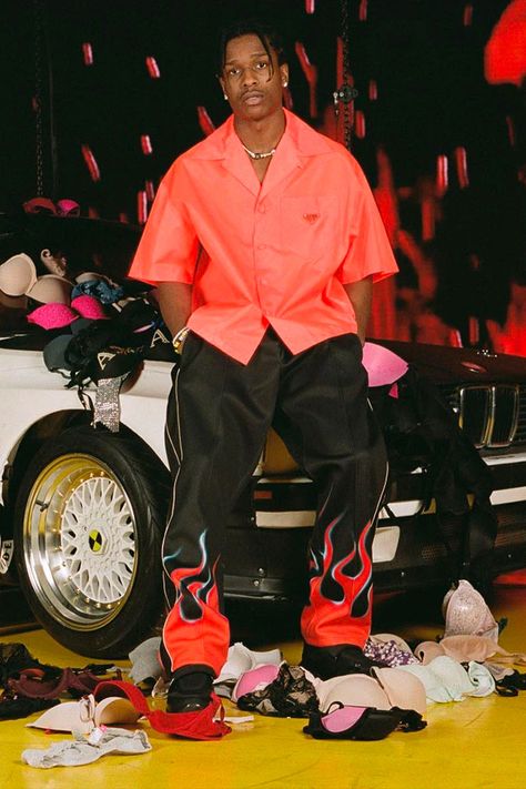 Asap Rocky Fashion Outfits, Music Videos Ideas, Prada Outfit Men, Asap Rock, Asap Rocky Outfits, Matthew Henson, Prada Outfits, Rapper Fashion, Asap Rocky Fashion