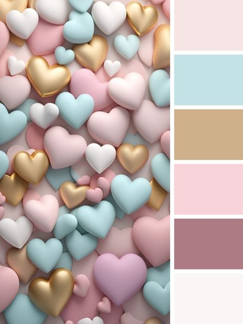 Cute palette colors ,pink color palette, hearts pink ,gold #Romantic_colors #Valentine's_Day #Bright_colors #Harmonious_colors #Color_palette #Hearts #Design #Creativity #pink #cute #funny High Tea Colour Palette, Valentine Color Palette 2024, Hello Kitty Color Palette, Valentines Day Color Palette, Pink Branding Color Palette, Bakery Color Palette, February Color Palette, Valentines Color Palette, Color Palette With Pink