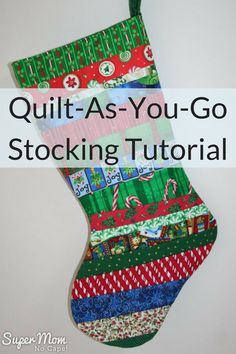 Block Quilt Ideas, Christmas Stocking Tutorial, Stocking Tutorial, Quilted Christmas Stockings, Christmas Quilting, Block Quilt, Stocking Pattern, Quilt As You Go, Beginner Sewing Projects Easy