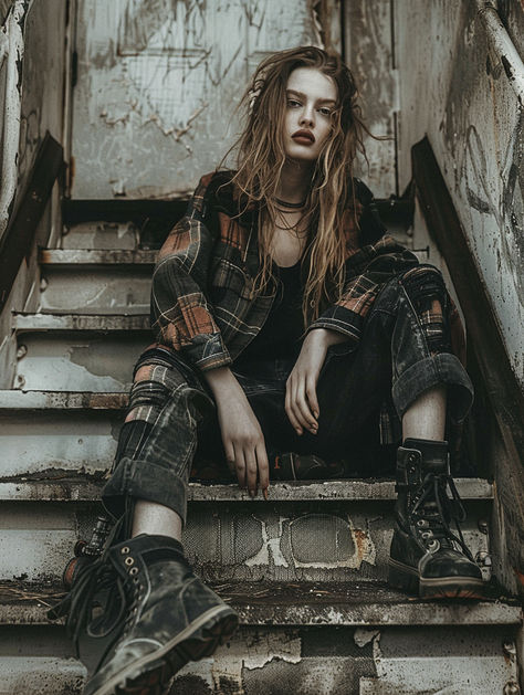 90s Grunge Outfits 1990s, Arcane Inspired Outfits, Forest Punk Aesthetic, 90s Grunge Photography, 90s Grunge Fashion Punk, 80s Grunge Fashion, Retro Grunge Outfits, Riot Grrrl Fashion, Grungy Outfit