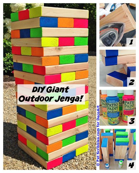 Outdoor Jenga, Giant Jenga Game, Giant Outdoor Games, Diy Yard Games, Outdoor Party Games, Jenga Game, Outside Games, Giant Jenga, Auction Projects