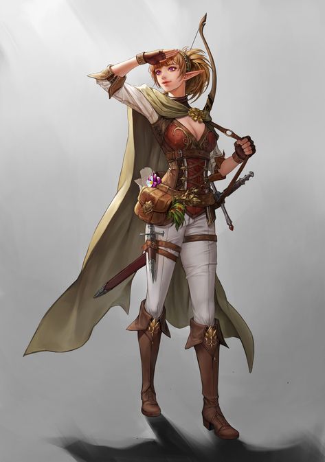 ArtStation - Adventurer Elf, Jin seung Elf Adventurer, Female Adventurer, Winter Elf, Fantasy Classes, Elf Archer, Archer Characters, Armor Clothing, Anime Elf, Elves And Fairies