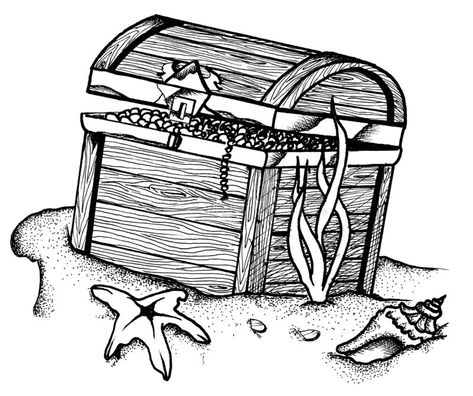 Underwater Treasure Chest. Illustration of a treasure chest lying on the sand, u #Sponsored , #Advertisement, #sponsored, #Treasure, #Illustration, #lying, #Chest Underwater Treasure Chest, Treasure Chest Tattoo, Under The Sea Tattoo Ideas, Cartoon Treasure Chest, Drawing Chest, Underwater Mural, Under The Sea Drawings, Ocean Theme Tattoos, Underwater Treasure