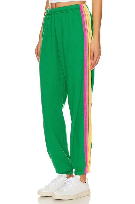 Aviator Nation X REVOLVE 5 Stripe Sweatpant in Kelly Green | REVOLVE Sweatpants Outfit, Aviator Nation, Stockholm Fashion, Cute Fits, Fashion Help, Kelly Green, Fashion Killa, Relaxed Style, Active Wear For Women