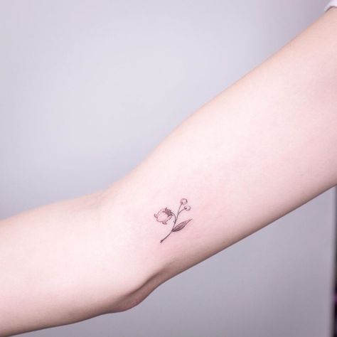 Small Lily Tattoo, Lily Of The Valley Tattoo, Water Lily Tattoos, Valley Tattoo, Secret Tattoo, Lily Flower Tattoos, Ribbon Tattoos, Birth Flower Tattoos, Lily Tattoo