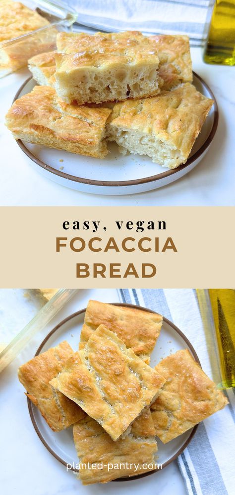 This homemade Vegan Focaccia Bread is light, fluffy, and full of flavor. Made with just a few basic ingredients and topped with olive oil and sea salt, it is so easy you’ll want to have this bread with every meal. Vegan Focaccia Bread, Vegan Focaccia, No Knead Focaccia, Banana Diaries, Bread Toppings, Vegan Bread Recipe, Focaccia Bread Recipe, Vegan Kids Recipes, Quick Vegan Meals